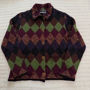 Colorful Argyle Button-Up Jacket